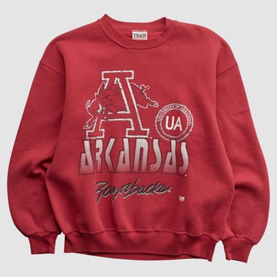 Arkansas Razorbacks Team Edition Apparel 90s Pullover Sweatshirt - Red - XS by Fanatics Real Vintage
