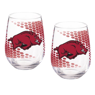 Arkansas Razorbacks Two-Piece 17oz. Color Fade Stemless Wine Glass Set