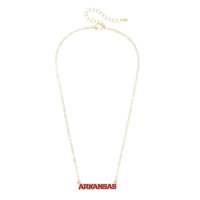 Arkansas Razorbacks CANVAS Style Gold-Plated Pavé Outline Necklace