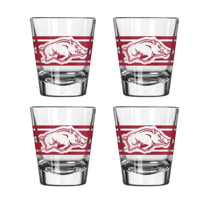 Arkansas Razorbacks Logo Brands Four-Piece Stripe Shot Glass Set
