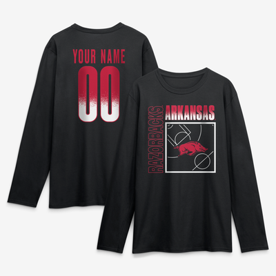 Arkansas Razorbacks  Home Court Pop Personalized Any Name & Number Long Sleeve T-Shirt - Black