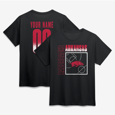 Arkansas Razorbacks  Home Court Pop Personalized Any Name & Number T-Shirt - Black