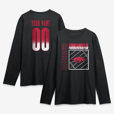 Arkansas Razorbacks  Home Field Pop Personalized Any Name & Number Long Sleeve T-Shirt - Black