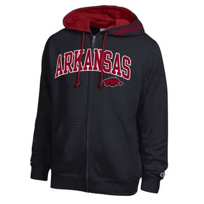 Arkansas Razorbacks Champion Arch Logo Full-Zip Fleece Hoodie - Black