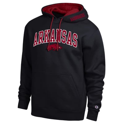 Arkansas Razorbacks Champion Arch Tackle Twill Hoodie - Black