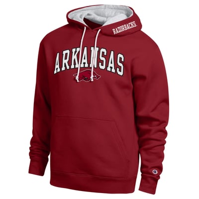  Arkansas Razorbacks Champion Arch Tackle Twill Hoodie - Cardinal