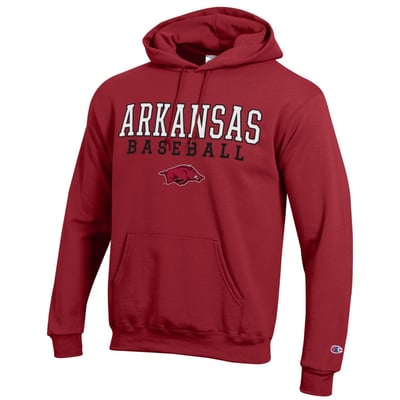  Arkansas Razorbacks Champion Baseball Stacked Pullover Hoodie - Cardinal