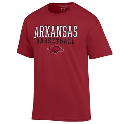 Arkansas Razorbacks Champion Basketball Stack T-Shirt - Cardinal