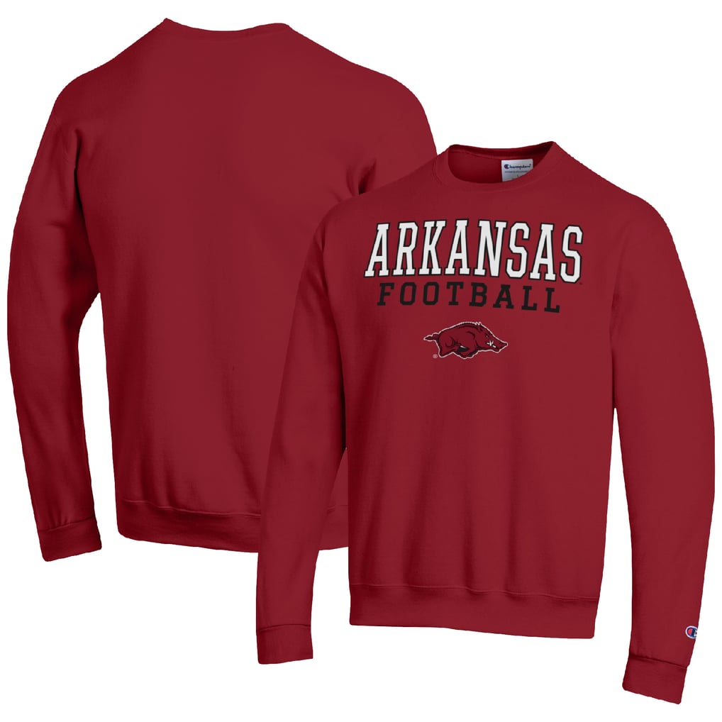 Arkansas Razorbacks Champion Football Stacked Pullover Sweatshirt - Cardinal