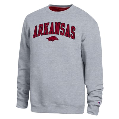  Arkansas Razorbacks Champion Arch Sweatshirt - Heather Gray