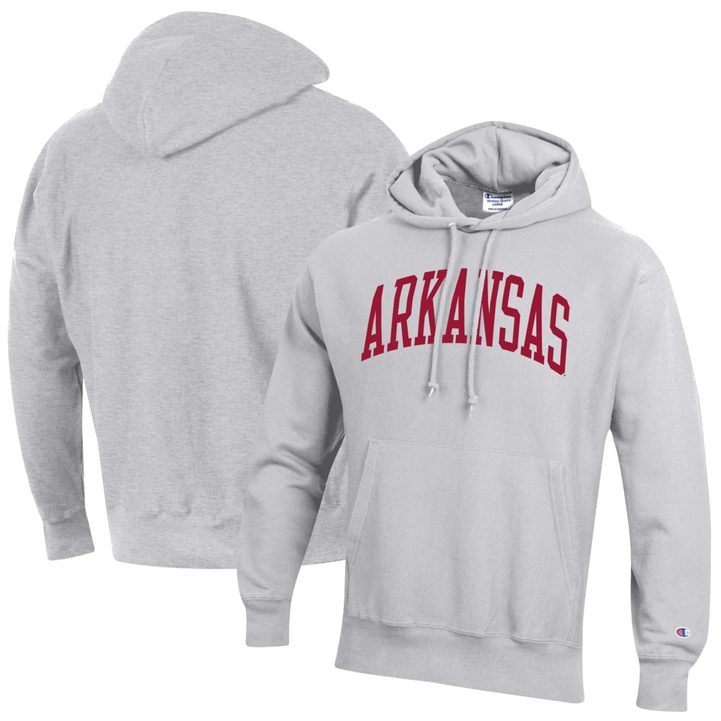 Arkansas Razorbacks Champion Team Arch Reverse Weave Relaxed Fit Pullover Hoodie - Heather Gray
