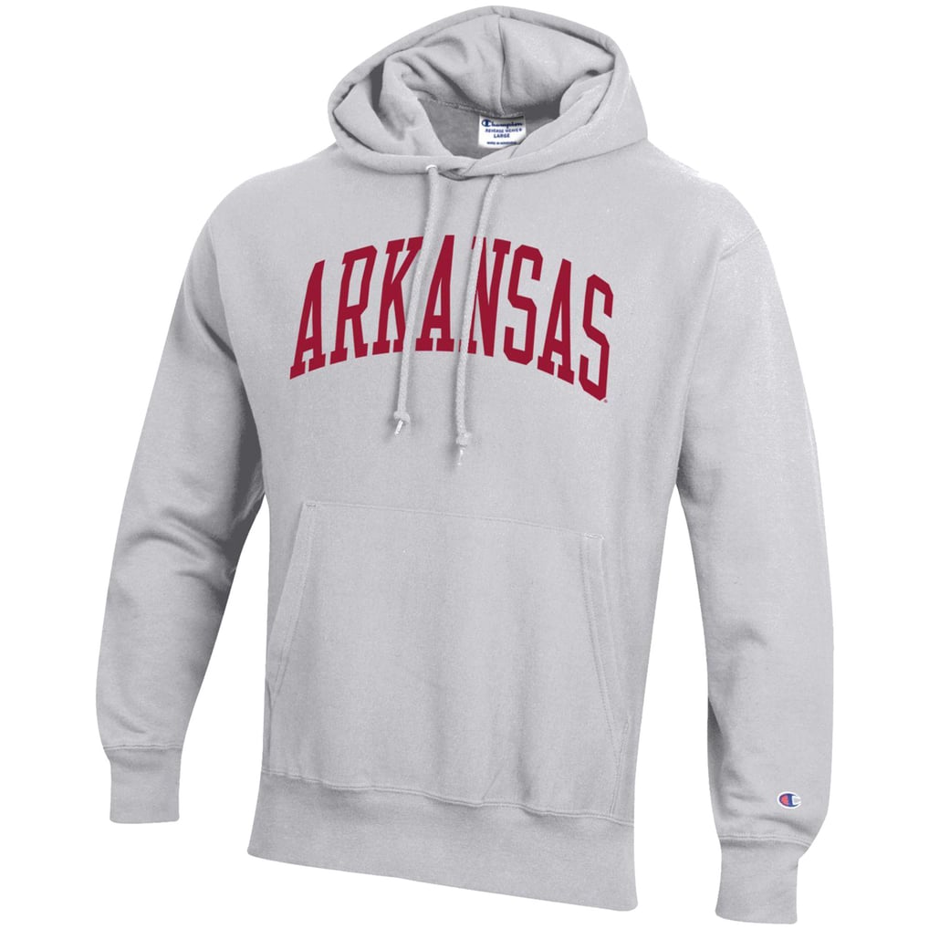 Arkansas Razorbacks Champion Team Arch Reverse Weave Relaxed Fit Pullover Hoodie - Heather Gray