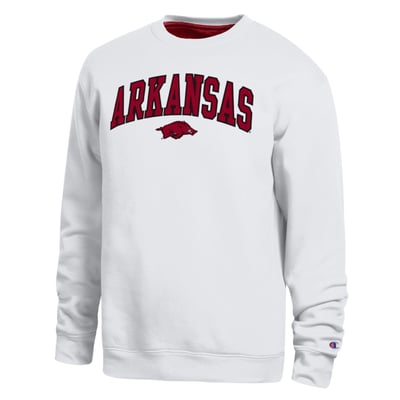  Arkansas Razorbacks Champion Arch Sweatshirt - White