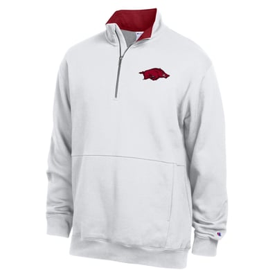  Arkansas Razorbacks Champion Fleece Quarter-Zip Pullover - White
