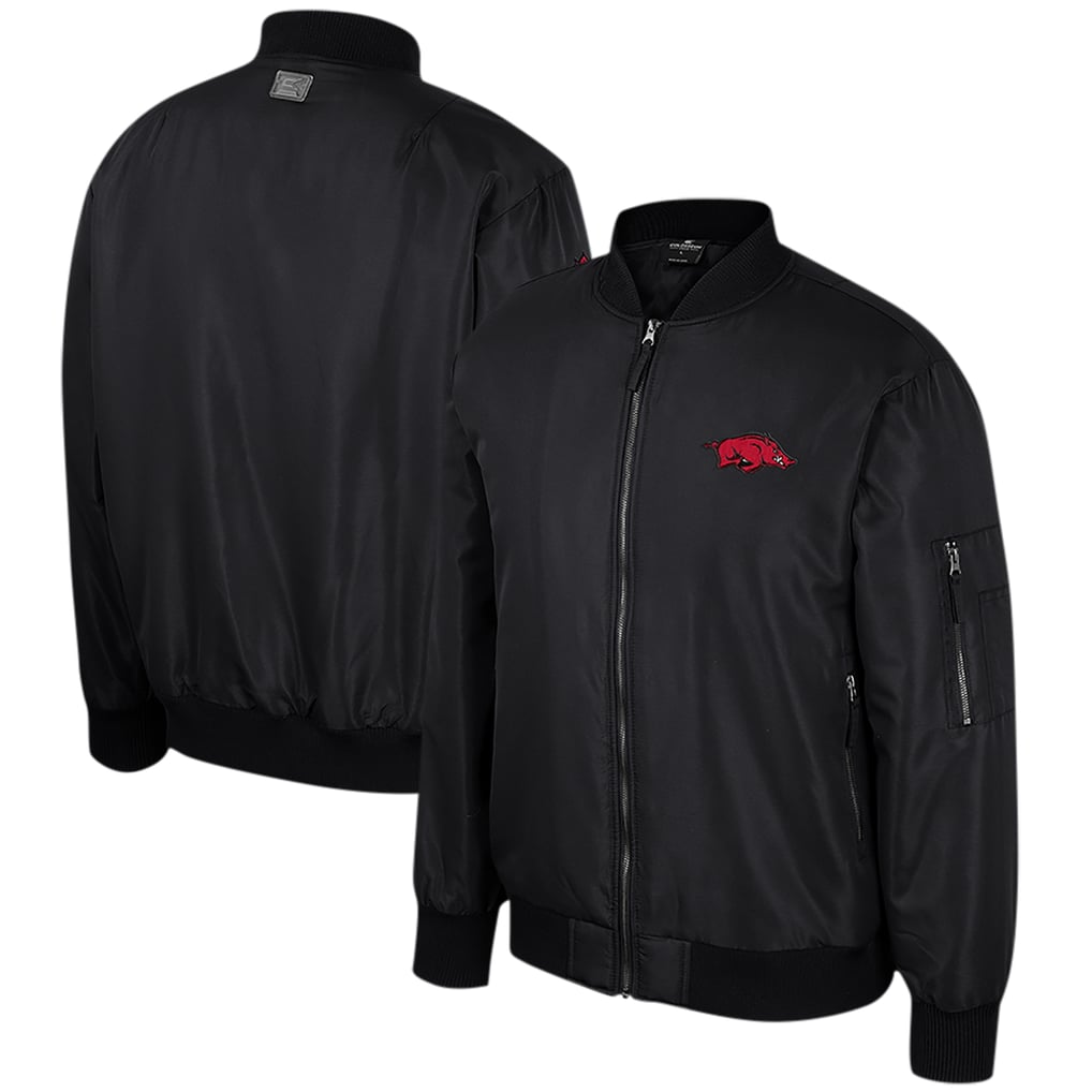 Arkansas Razorbacks Colosseum Full-Zip Bomber Jacket - Black