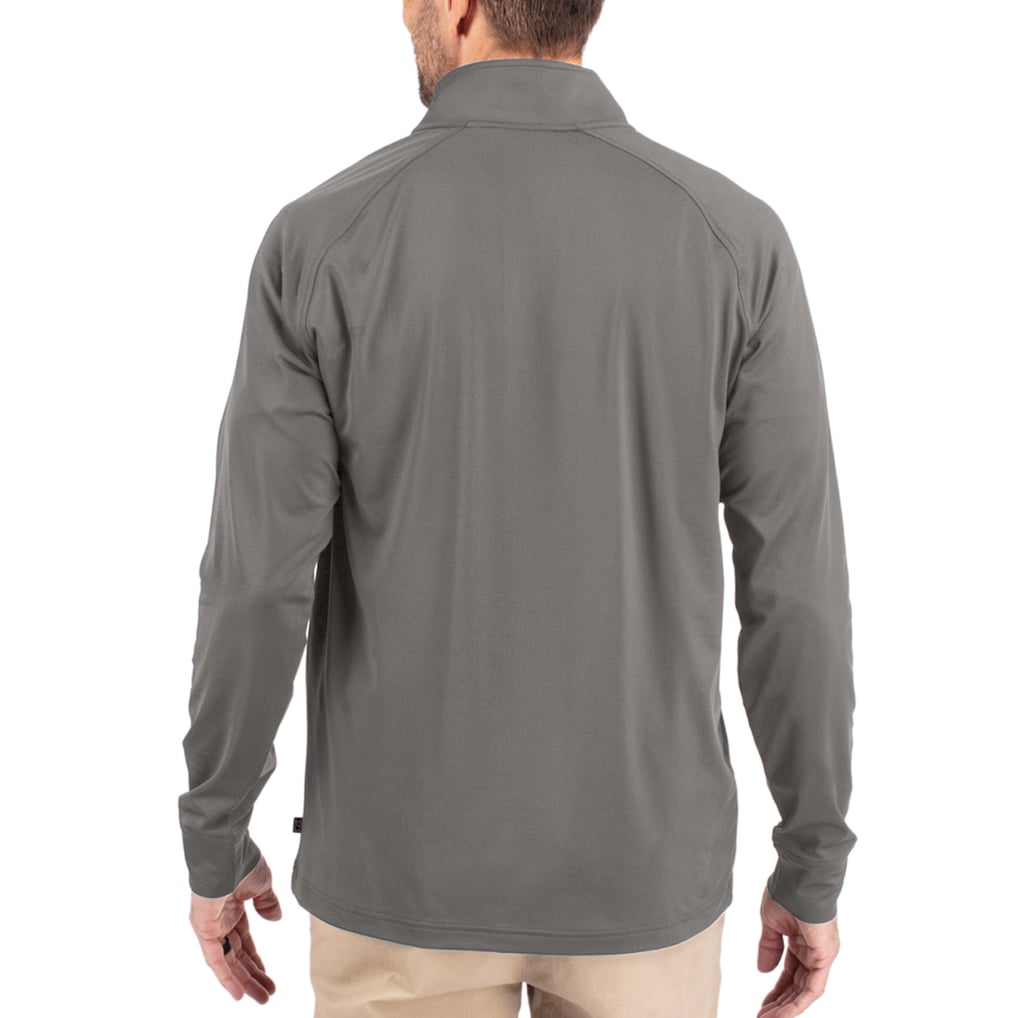Arkansas Razorbacks Cutter & Buck Vault Logo Adapt Eco Knit Stretch Raglan Quarter-Zip Pullover - Gray