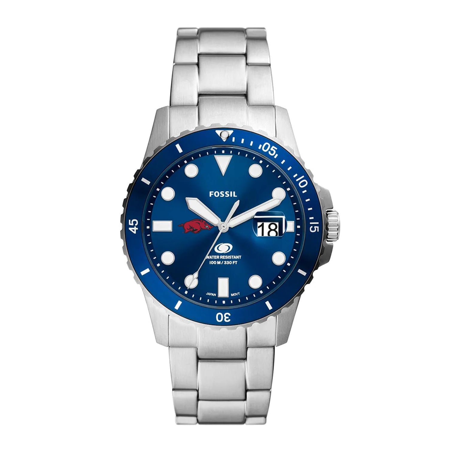 Arkansas Razorbacks Fossil Dive Three-Hand Date Stainless Steel Watch ...