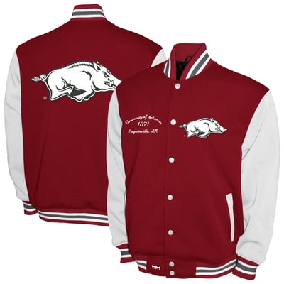 Arkansas Razorbacks Franchise Club Fleece Varsity Full-Snap Jacket - Cardinal
