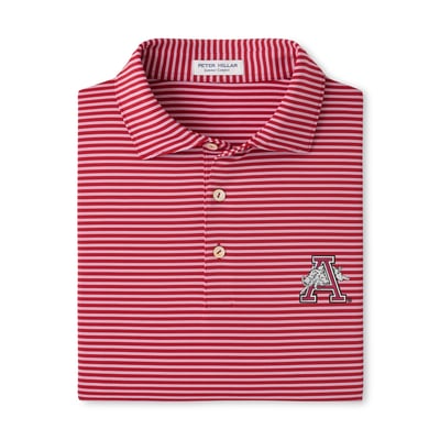  Arkansas Razorbacks Peter Millar Tiebreaker Performance Jersey Stripe Polo - Cardinal