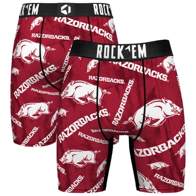  Arkansas Razorbacks Rock Em All Over Logo Boxer Briefs - Cardinal