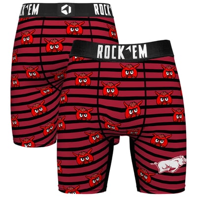 Arkansas Razorbacks Rock Em Mascot Stripes Boxer Briefs - Cardinal