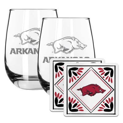 Arkansas Razorbacks The Memory Company 15oz. Stemless Wine Glass & Coaster Set