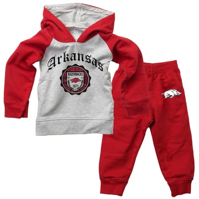 Arkansas Razorbacks Wes & Willy Toddler Raglan Hoodie & Sweatpants Set - Gray/Cardinal
