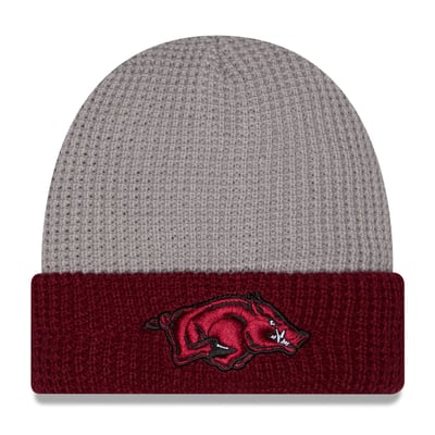 Arkansas Razorbacks New Era Unisex Cuffed Waffle Knit Hat - Gray/Cardinal
