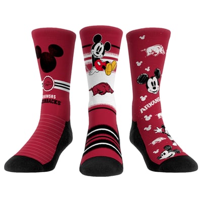  Arkansas Razorbacks Rock Em Unisex Disney Three-Pack Crew Socks - 