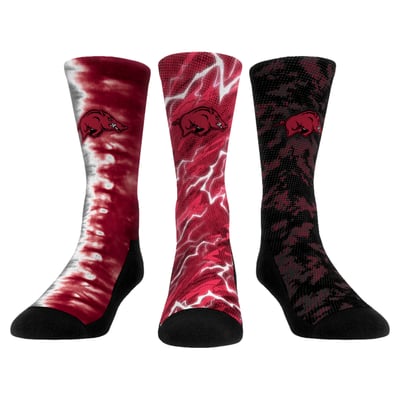 Arkansas Razorbacks Rock Em Unisex Team Tones Three-Pack Crew Socks