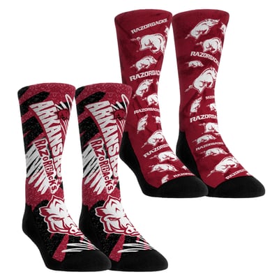 Arkansas Razorbacks Rock Em Unisex Two-Piece Team Blast Crew Socks Set
