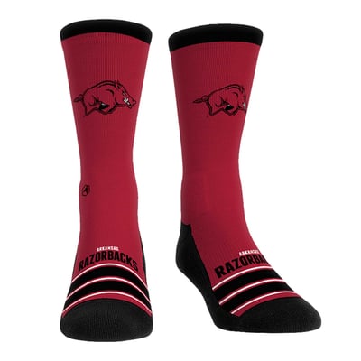  Arkansas Razorbacks Rock Em Unisex Gametime Stripe Crew Socks - Crimson