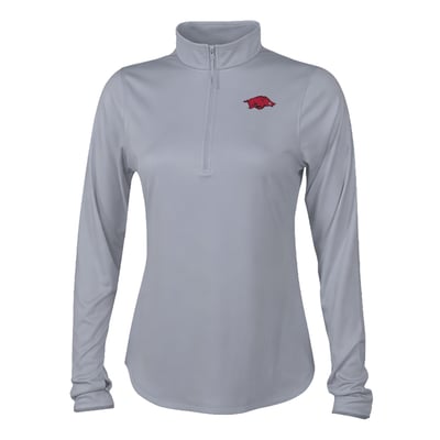  Arkansas Razorbacks Columbia Women's Fairway Breeze Quarter-Zip Pullover - Gray