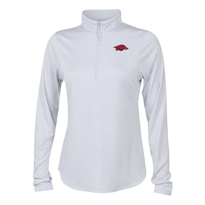  Arkansas Razorbacks Columbia Women's Fairway Breeze Quarter-Zip Pullover - White