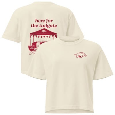 Arkansas Razorbacks Comfort Colors Women's Here For The Tailgate Cropped T-Shirt - Cream