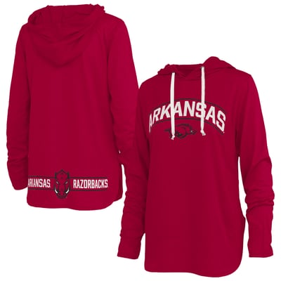 Arkansas Razorbacks Pressbox Women's Allie Long Sleeve Hooded T-Shirt - Cardinal
