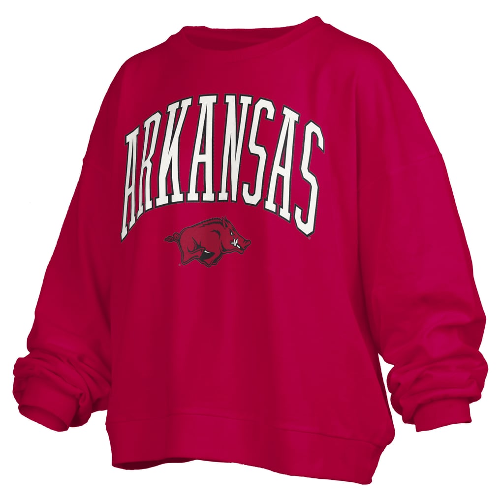 Arkansas Razorbacks Pressbox Women's Oversized Janise Arch Over Logo Fleece Sweatshirt - Cardinal