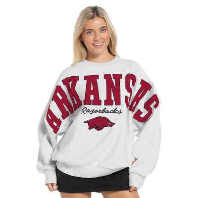 Arkansas Razorbacks Pressbox Women's Flannigan Oversized Fleece Sweatshirt - Heather Gray