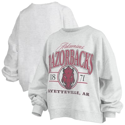 Arkansas Razorbacks Pressbox Women's Oversized Vinson Melange Janise Sweatshirt - Heather Gray