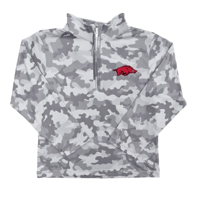  Arkansas Razorbacks Vive La Fete Youth Camo Quarter-Zip Sweatshirt - Gray