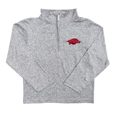  Arkansas Razorbacks Vive La Fete Youth Team Logo Quarter-Zip Sweatshirt - Heather Gray