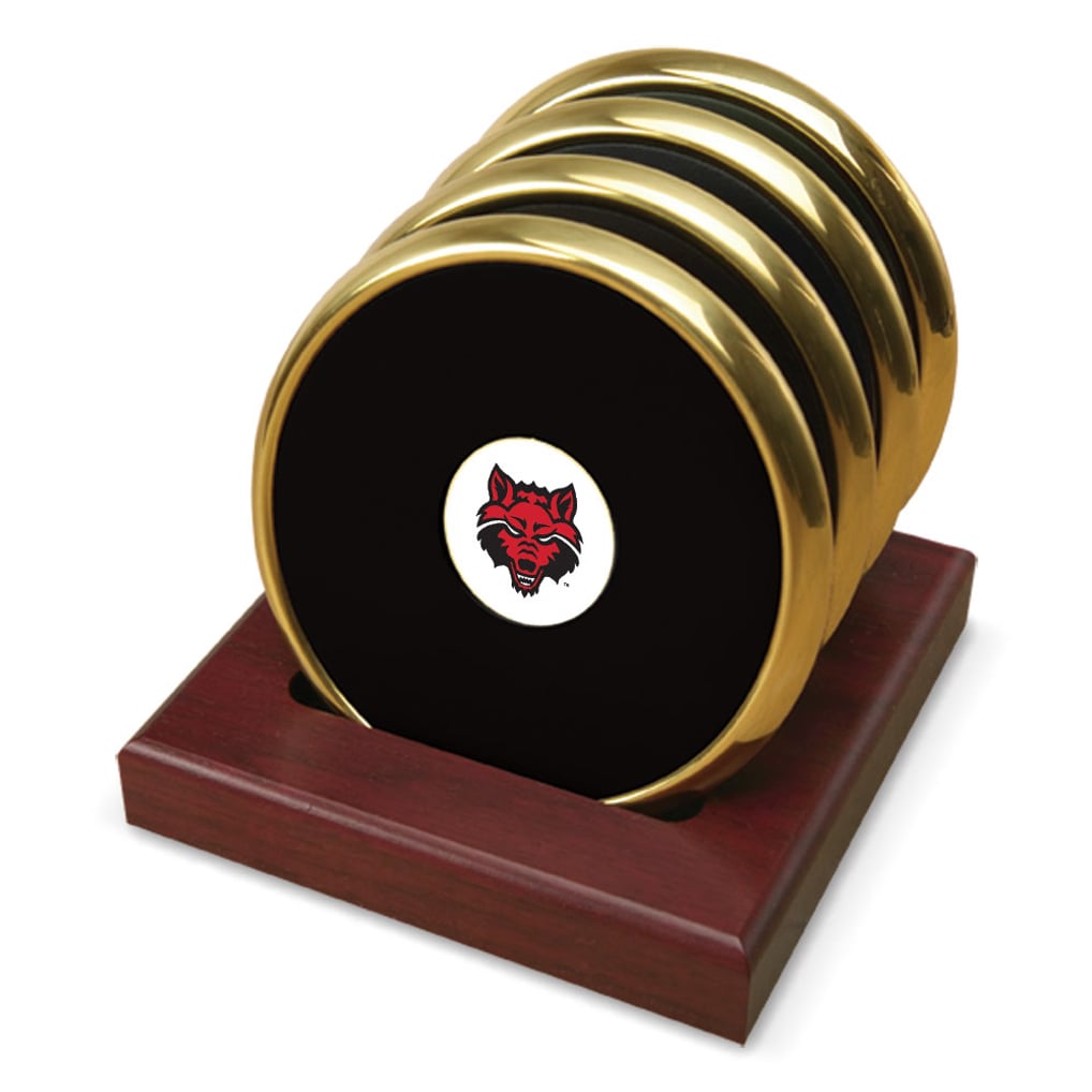  Arkansas State Red Wolves Four-Piece Coaster Set - Gold