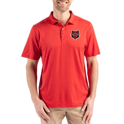  Arkansas State Red Wolves Cutter & Buck Coastline Recycled Double Peached Polo - Scarlet
