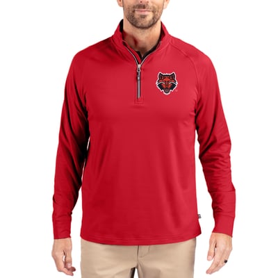  Arkansas State Red Wolves Cutter & Buck Soft Knit Stretch Raglan Quarter-Zip Pullover - Scarlet
