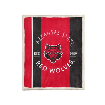 Arkansas State Red Wolves Pegasus Block Stripe 50" x 60" Ultra Cozy Sherpa Blanket