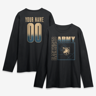 Army Black Knights  Home Court Pop Personalized Any Name & Number Long Sleeve T-Shirt - Black