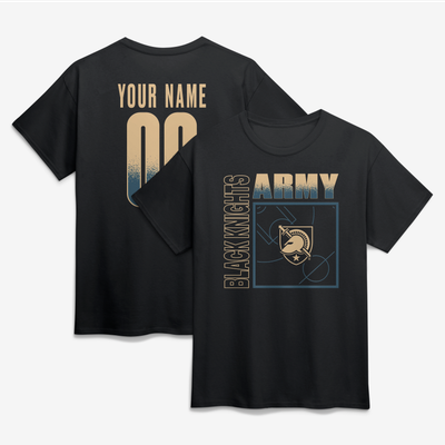 Army Black Knights  Home Court Pop Personalized Any Name & Number T-Shirt - Black