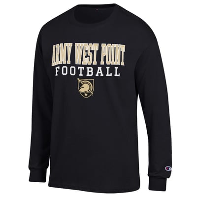 Army Black Knights Champion Football Stack Long Sleeve T-Shirt - Black