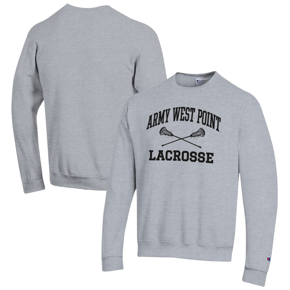 Army Black Knights Champion Lacrosse Icon Crewneck Pullover Sweatshirt - Gray