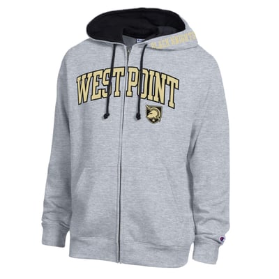 Army Black Knights Champion Arch Logo Full-Zip Fleece Hoodie - Heather Gray